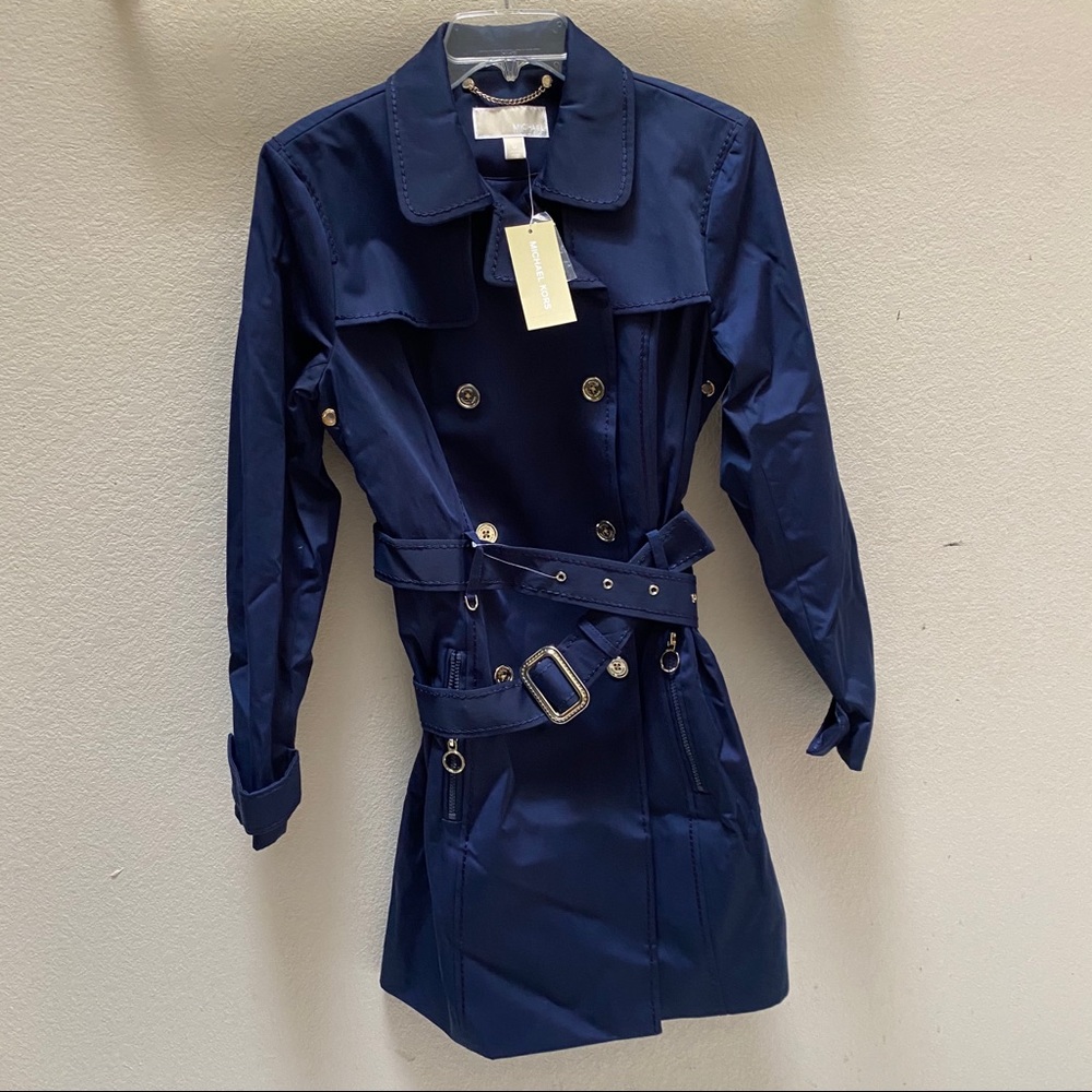 BNWT! MICHAEL KORS True Navy Long Trench Coat